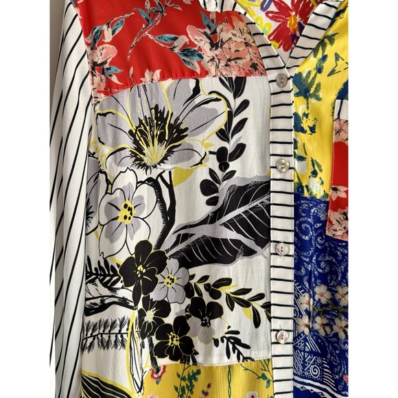 John Mark Tunic Top Patchwork Floral Mixed Print Art Boho Bird Large Maximalist - Picture 7 of 17